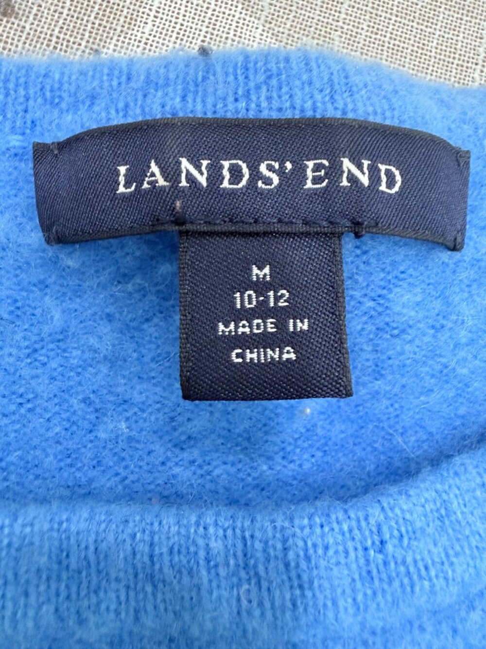 Lands’ End 100% Cashmere Blue Argyle Sweater M Soft Luxury Knit - Picture 3 of 10